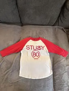 STUSSY ラグランスリーブTシャツ M ホワイト/レッド 入手困難