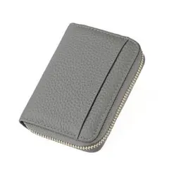 財布　ミニウォレット　スキミング防止　グレー　レザー　ジャバラ　海外　旅行