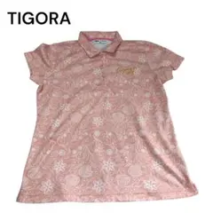 【希少美品】TIGDRA GOLF 半袖　ポロシャツ　総柄　ゴルフプレイウェア