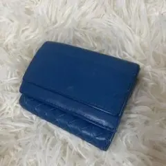 ボッテガヴェネタ 三つ折り財布 イントレチャート ブルー　青