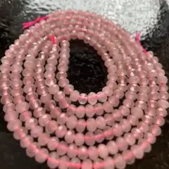「B0330」高品質　ローズクォーツ ボタンカット 3*4mm 1連