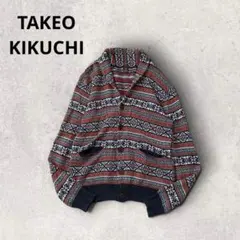 タケオキクチ ショールカラーニットカーディガン フェアアイル柄 リネン コットンのサムネイル