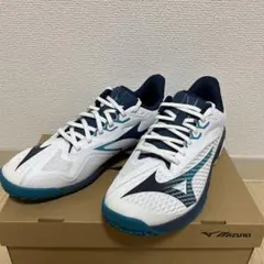 美品！Mizuno テニスシューズ OC ホワイト/ネイビー/イエロー 美品！Mizuno テニスシューズ OC ホワイト/ネイビー/イエロー - メルカリ
