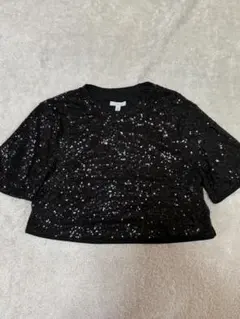 H&M スパンコール トップス 黒 M 半袖