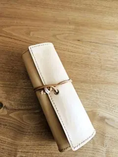 本革 ロールペンケース ナチュラル 手縫い 牛革×スエード 万年筆 経年変化