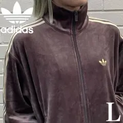 新品L⭐️adidas ファイヤーバード ベロア トラックトップ ダークブラウン