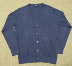 UNIQLO　カシミヤ混　ダークブルー Vネック カーディガン　サイズＬ