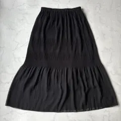 GU 大きいサイズ XL ギャザー ロングスカート シアー 黒 ウェストゴムのサムネイル