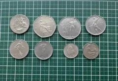 人物全体像　外国硬貨 8枚セット アメリカ イギリス イタリア スイス ドイツのサムネイル