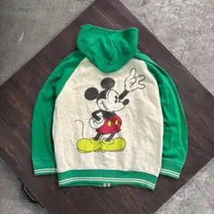 7AS4 Disney ミッキーマウス　バックプリント　ジップアップパーカー　L