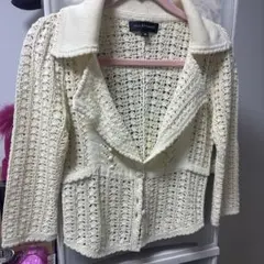 JILLSTUART 五分袖 レース編み カーディガン アイボリー Mのサムネイル