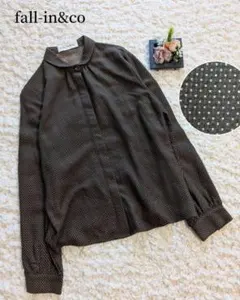 美品【fall-in&co】上品なマルエリシャツ　ブラウス　ブラウン　ドット織のサムネイル