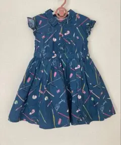 ケイトスペード　シャツ　ワンピース　100 半袖　ネイビー　文房具　キッズ　子供