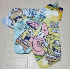 ◇新品◇ ループ付きタオル スポンジボブ 25cm×25cm ３枚セット