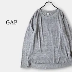 ギャップGAPクルーネック長袖カットソー薄手ニット杢グレー　ノームコア　シンプルのサムネイル