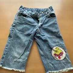 ヒスミニデニムハーフパンツ キャラクター刺繍付き