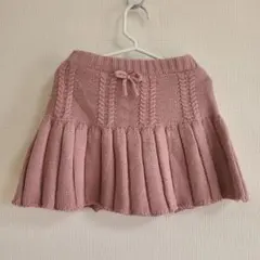 プティマイン　ピンク プリーツスカート 裏地付き