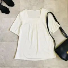ニューヨーカー スクエアネック 半袖 カットソー Tシャツ ギャザー 洗えるのサムネイル