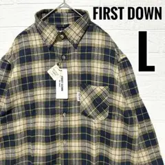 FIRST DOWN 長袖シャツ　チェック　新品　未使用　黄色　紺　【L】