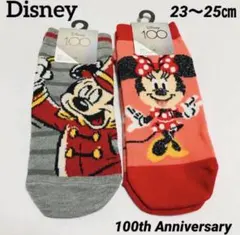 Disney 100周年 レディース靴下　23〜25㎝　2足セット　ラメ