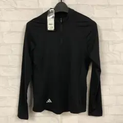 即決 adidas アディダス ゴルフ ハーフジップ長袖シャツ ブラック