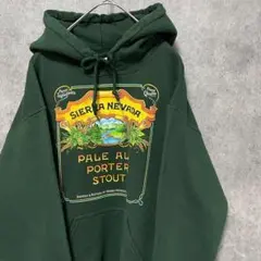 ギルダン　プリント　パーカー　フーディー　メンズS 深緑　古着