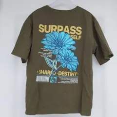 GORGE Tシャツ 花柄 カーキ フリーサイズ バックプリント