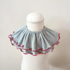 ふりふりスタイ●グレー×赤