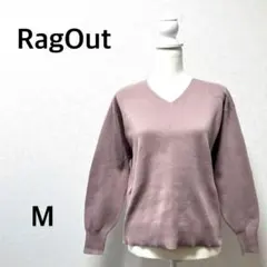 RagOut ニット セーター　Vネック　無地　シンプル　ゆったり　ピンク　M
