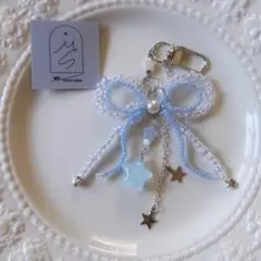 リボン ビーズキーホルダー ストラップチャーム　y2k コレクトブック　韓国