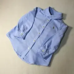 極美品◎デニムアンドサプライ ポロラルフローレン フリルブラウス 現行 M 白 POLO RALPH LAUREN (ポロラルフローレン) ストレッチ ジップ