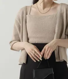 カーデ×キャミセット サマーワッフルニットカーデのサムネイル