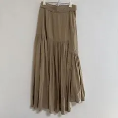 アシンメトリー フレアスカート ロング丈 ベージュのサムネイル
