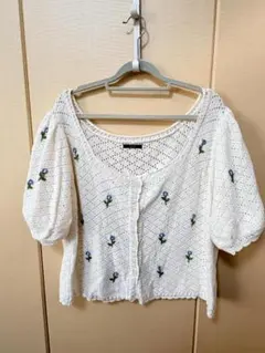 CLETTE 花柄刺繍 半袖ニットカーディガンのサムネイル