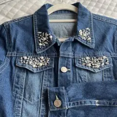 未使用品　HCMⅡ ビジュー付き　デニムジャケット　Gジャン　Mサイズ