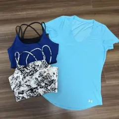 under armor 水色Tシャツ&NERGYヨガブラ3点セット