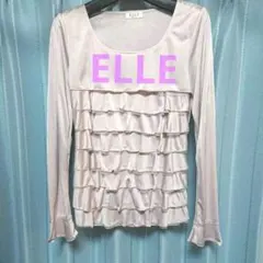 【美品】ELLE フリル長袖トップス ピンク