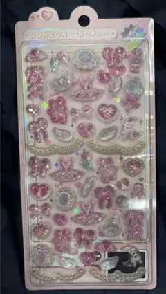 ボンボンドロップシール　ガーリー　ピンク