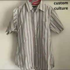 CUSTOMCULTURE カスタムカルチャー　ストライプ 半袖シャツ 48のサムネイル