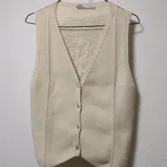 ZARA アイボリー ニットベスト Mサイズ