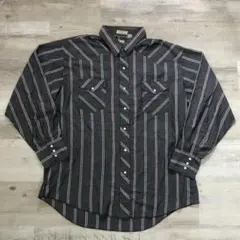 古着 90年代 Lee リー ウエスタンシャツ ストライプ グレー XL