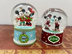 【希少】ディズニークリスマス スノードーム 2012＆2014 ミッキー＆ミニー