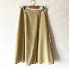 黄色 フレアスカート 膝下