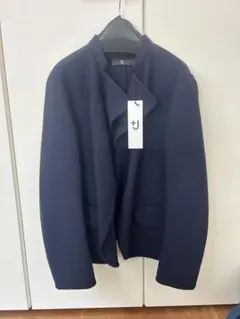 【新品】 ユニクロ ＋J ダブルフェイススタンドカラージャケット XL ネイビー