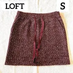 LOFT 【S】ミニスカート タイト バーガンディ パープル 暖か ポケットつき