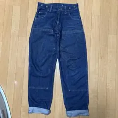 プリズンブルース ダークブルー デニム ワークパンツ ダブルニー 34 プリズンブルース ダークブルー デニム ワークパンツ ダブルニー 34