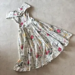 NO.3-213 ヴィンテージ　花柄Aラインロングワンピース　日本製
