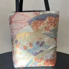 帯リメイクバッグ トートバッグ 花柄 手提げバック