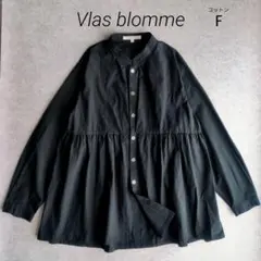 ✨美品✨ Vlas blomme ギャザー切替 ブラウス コットン 黒