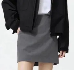 ユニクロ　ミニスカート　スコート　チェック柄　ダークグレー　Lサイズ